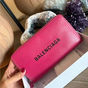 Balenciaga Pink Calfskin Continental Wallet
